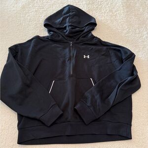 Under Armour Black Quarter Zip Hoodie Loose Fit Athletic Sweatshirt Size L/G/G